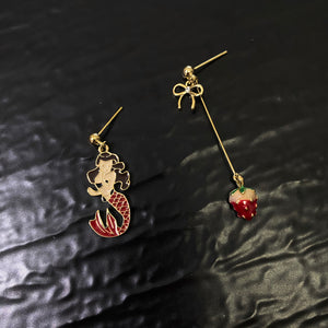 Mermaid and Strawberry Earring
